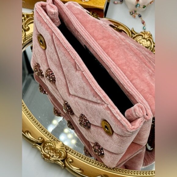 🆕 KURT GEIGER LONDON 🧿 NWOT Kensington Mini Embellished Velvet Crossbody, Pink - Picture 11 of 16
